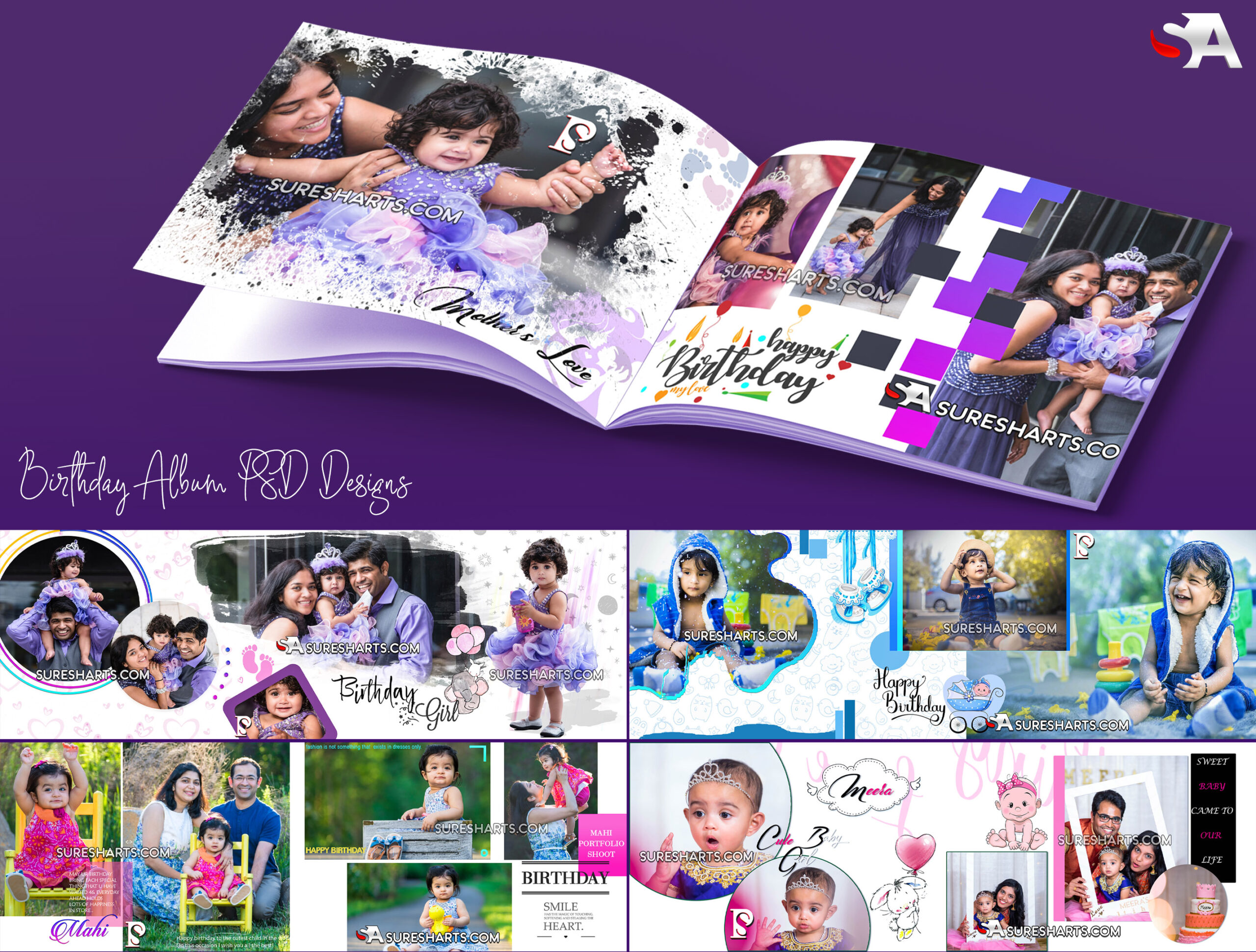 baby birthday album design psd