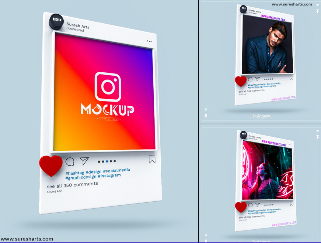 3D Instagram Social Media Mock-Up