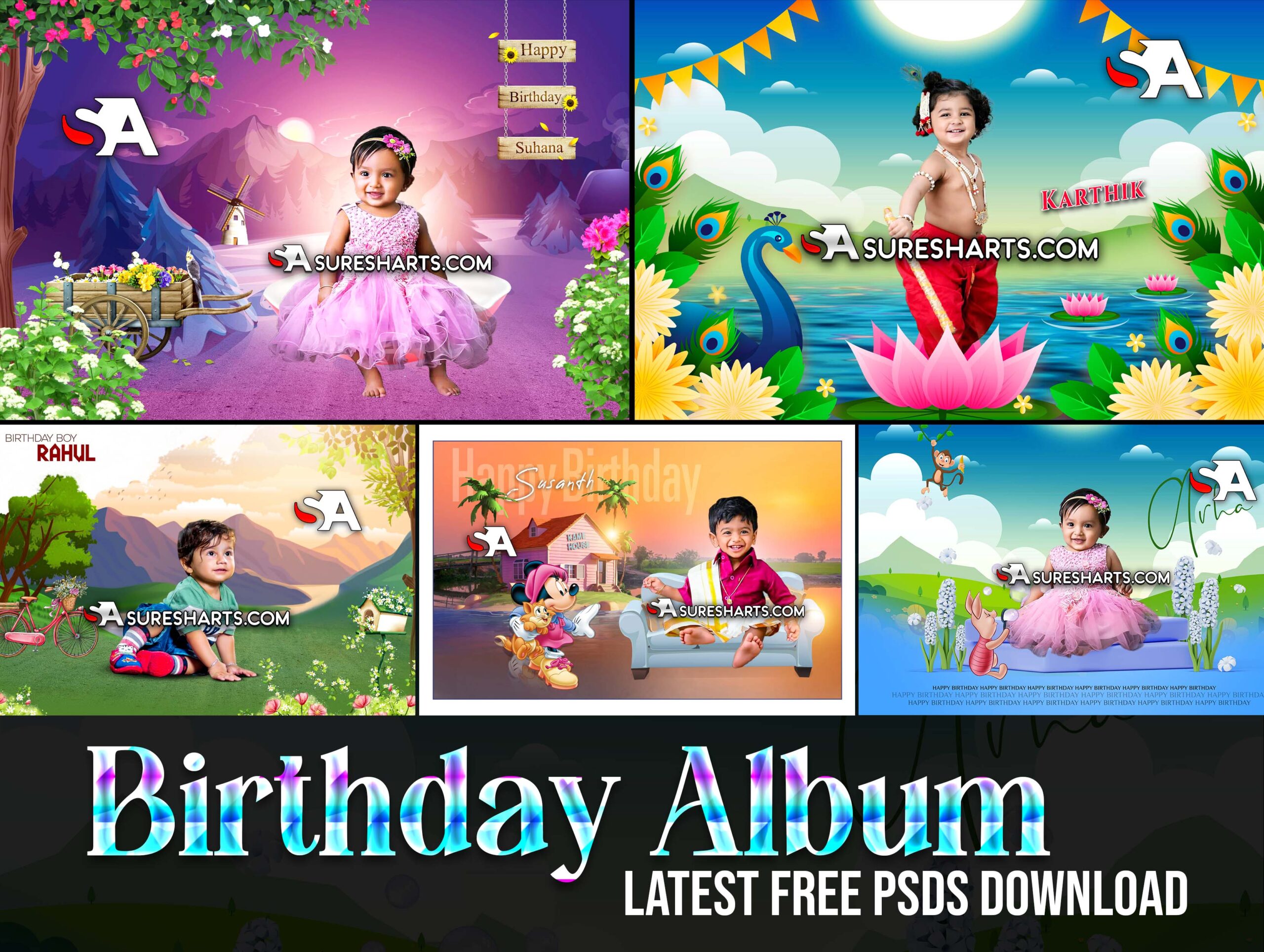 baby birthday album design psd